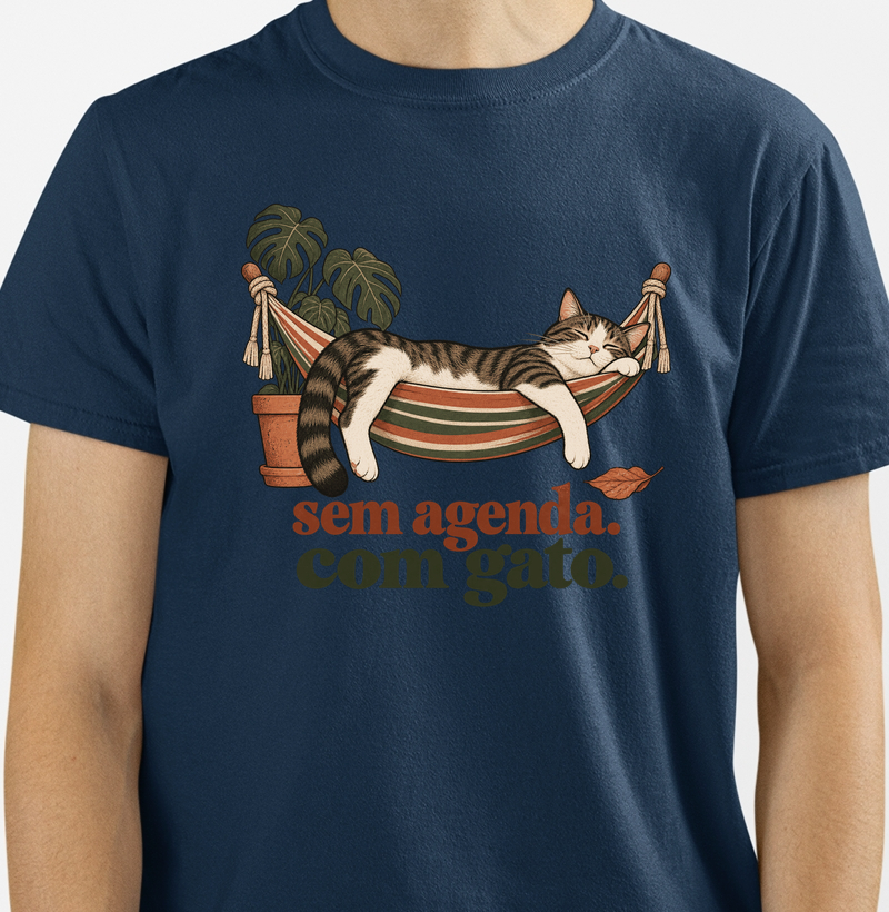 Camiseta Gato Descanso "sem agenda. com gato." | Pelo & Pano