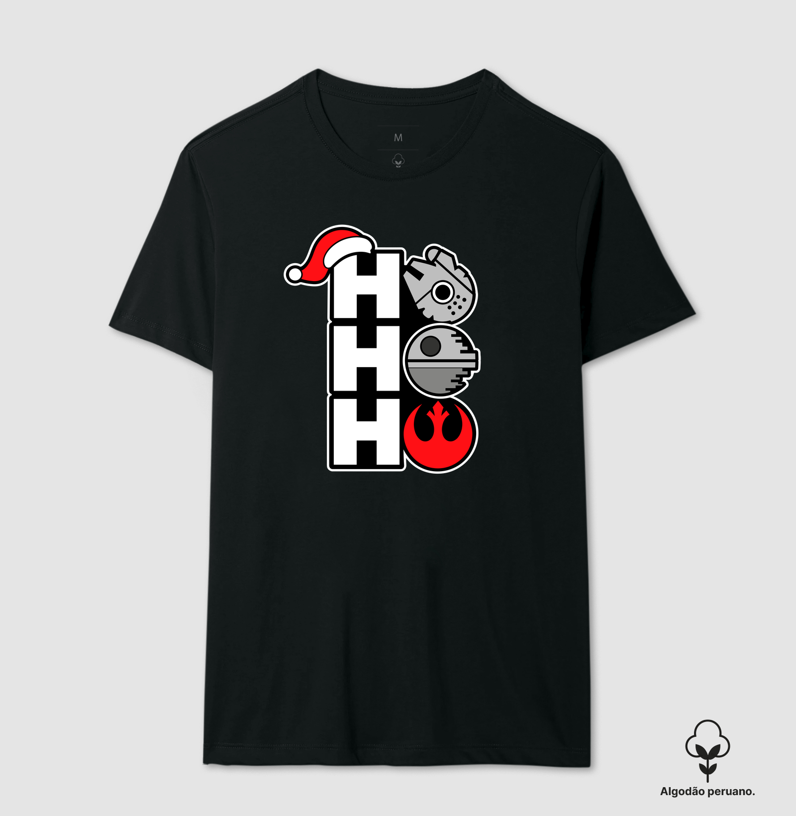 Ho Ho Ho – Galáxia de Natal - Camiseta Algodão Peruano