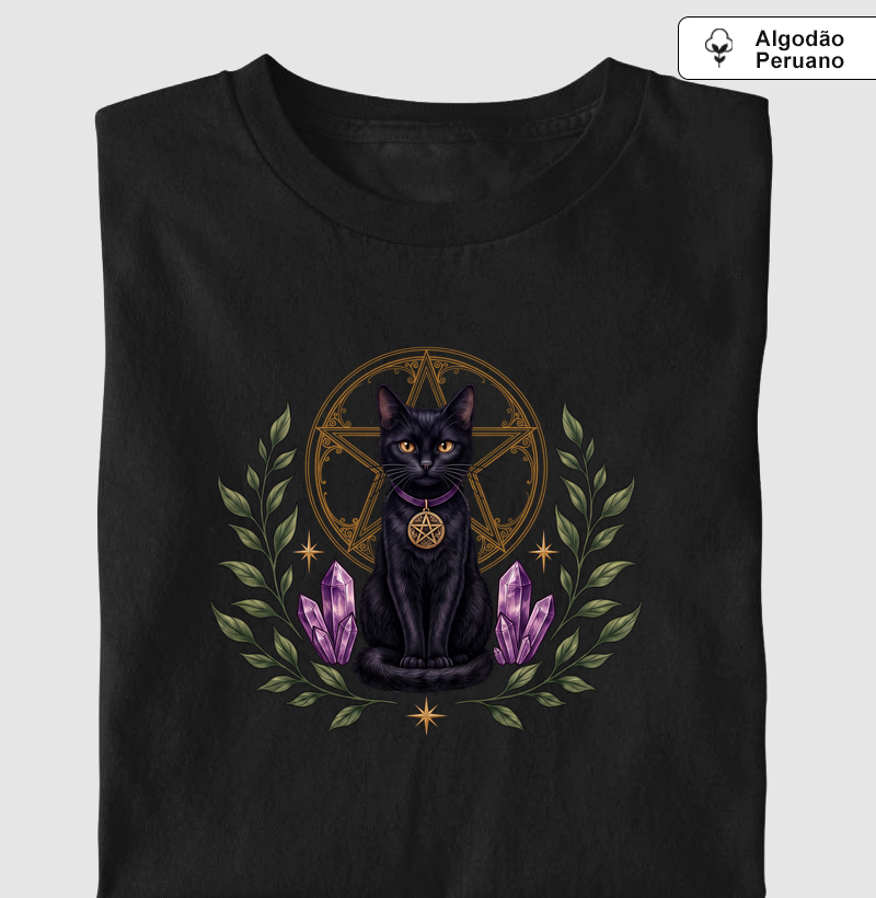 Black cat magic - Camiseta Algodão Peruano