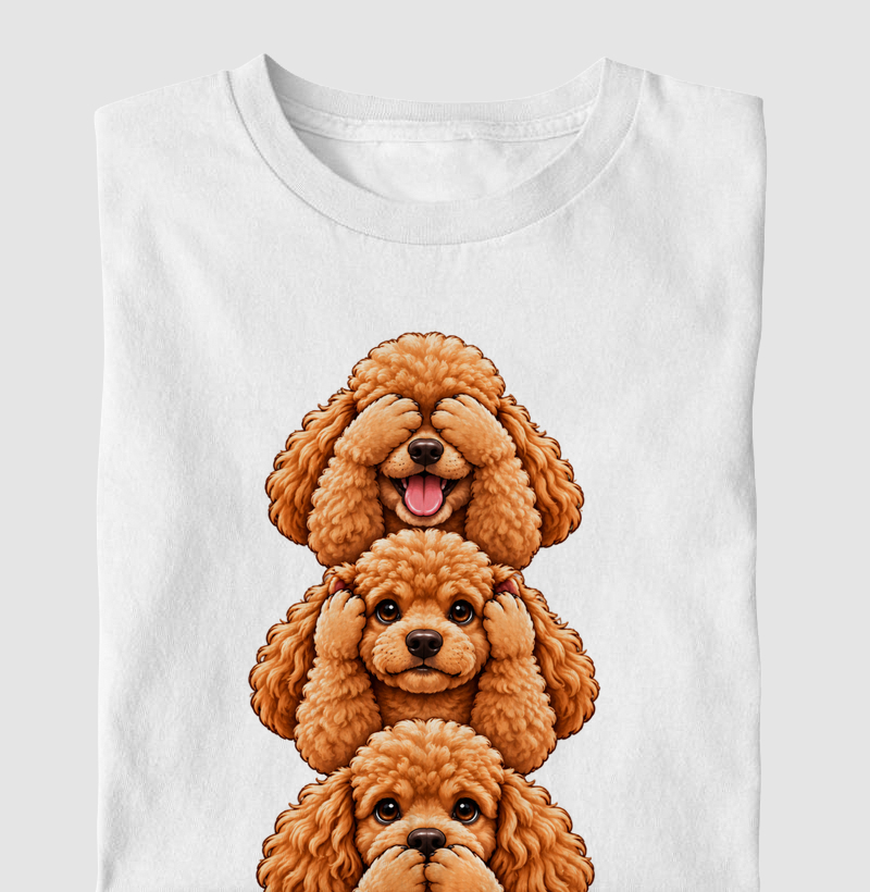 Ver, ouvir e falar versão Poodle - Camiseta