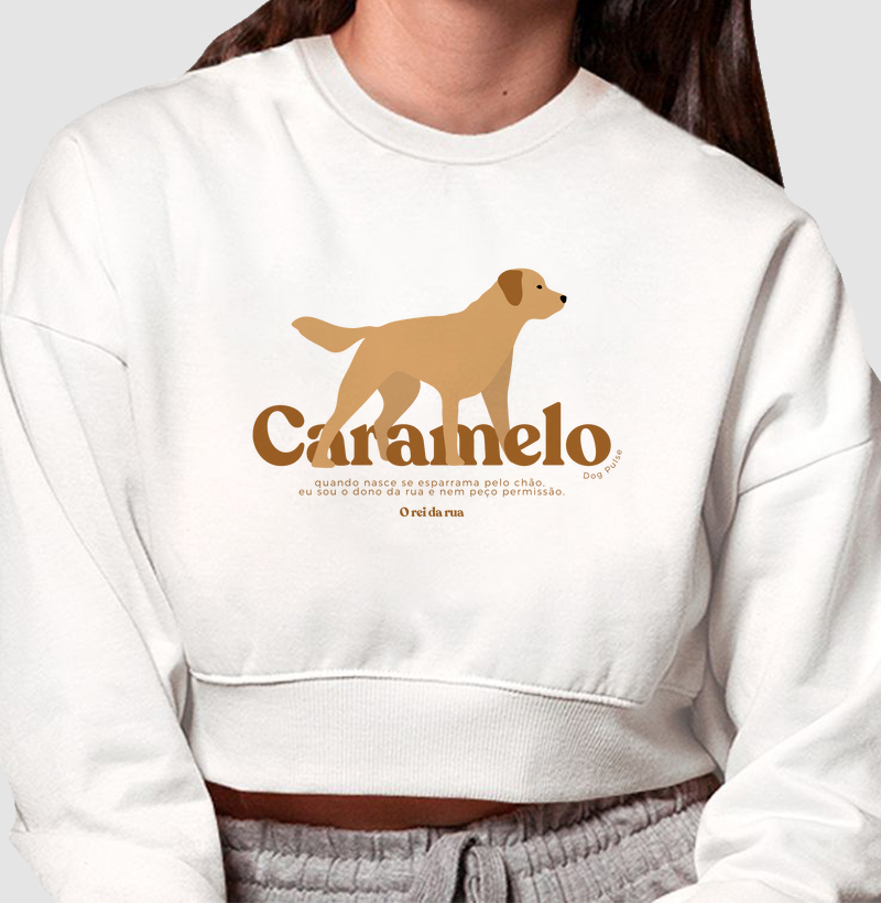 Cropped Moletom Dog Pulse - Caramelo, o Rei da Rua