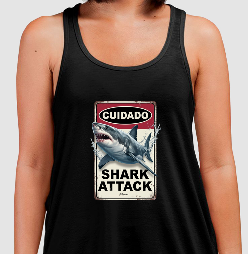 feminina de futevôlei estampa "shark attack" joga bonita