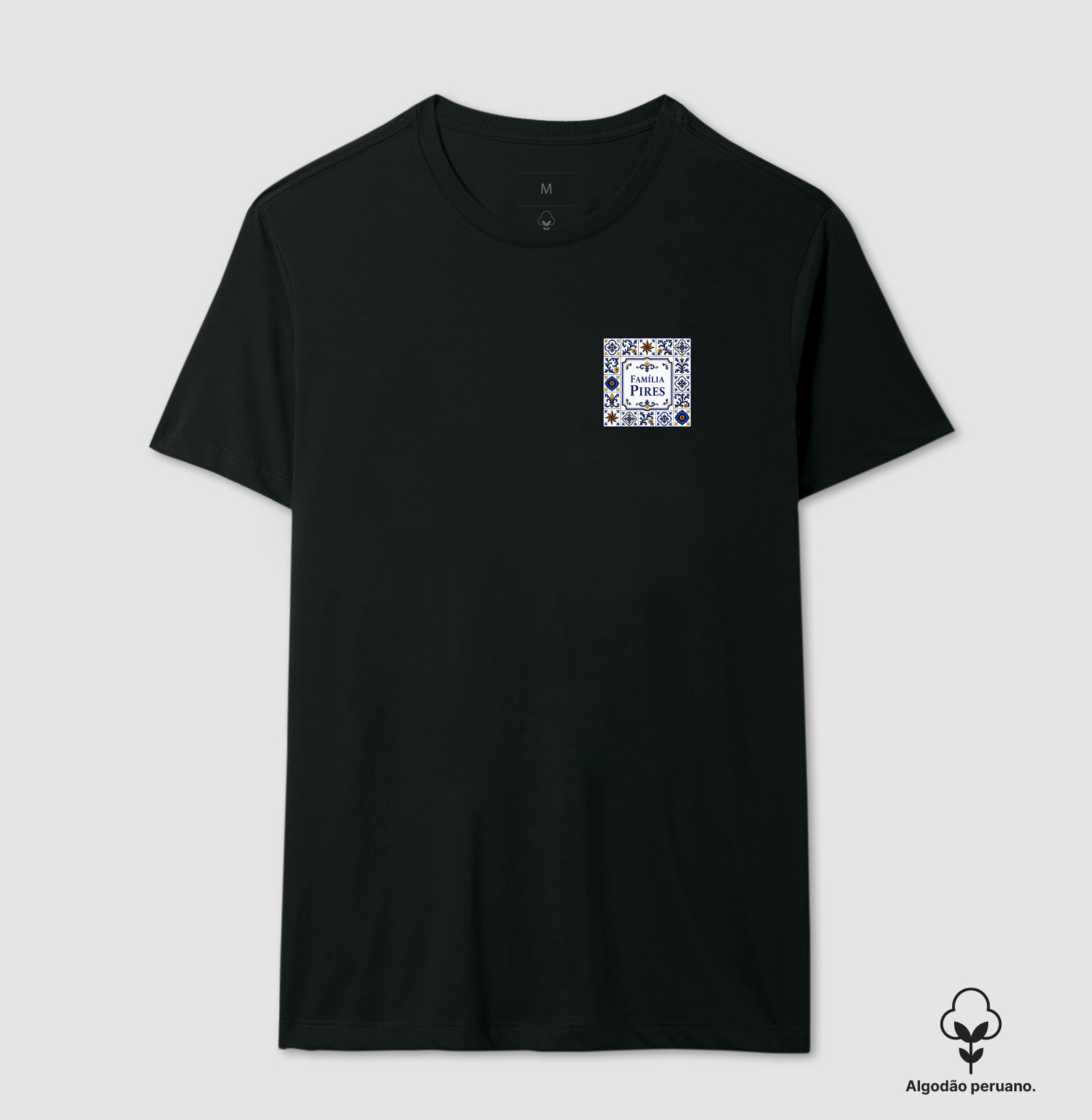 Família Pires Azulejo Bolso - Camiseta Algodão Peruano