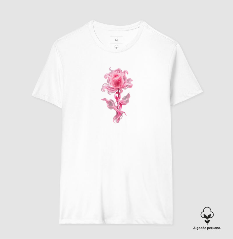 Outubro Rosa | Flor da Esperança - Camiseta Algodão Peruano