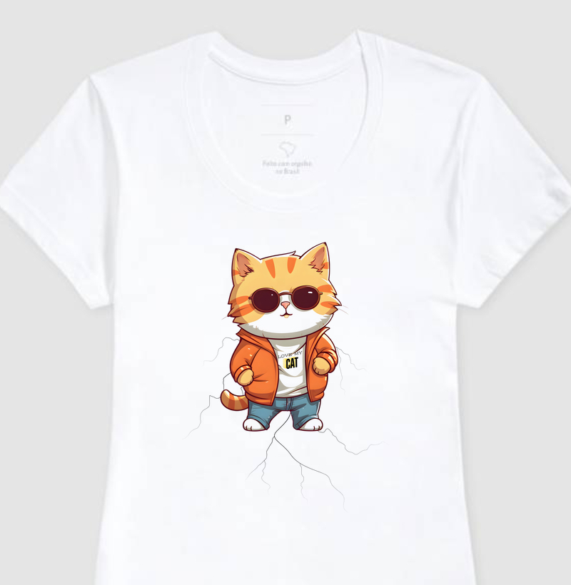 Camiseta Feminina Baby Look Love My Cat