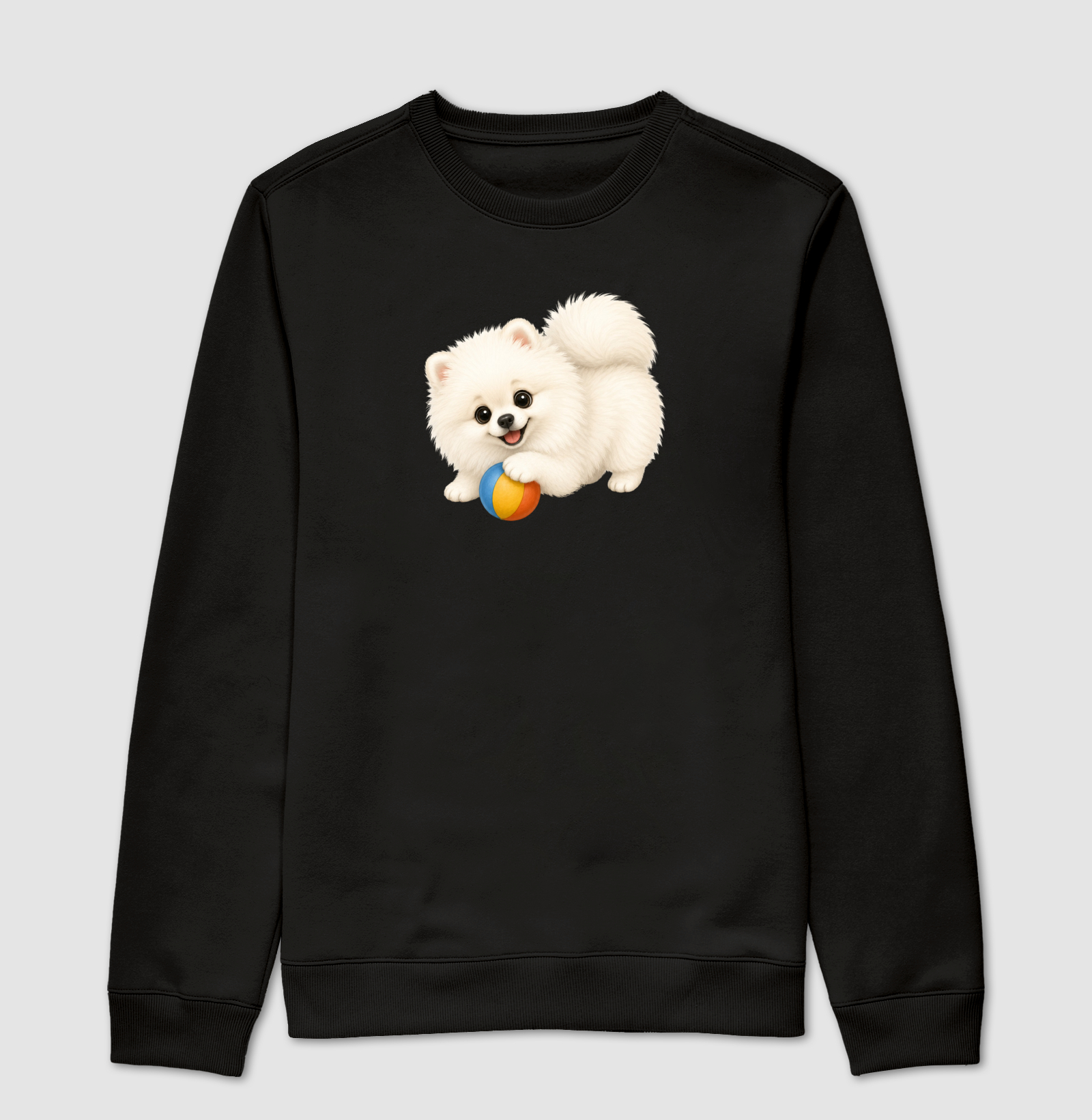 Pomerânia (Spitz Alemão) Branco - Desenho Animado - Suéter Moletom