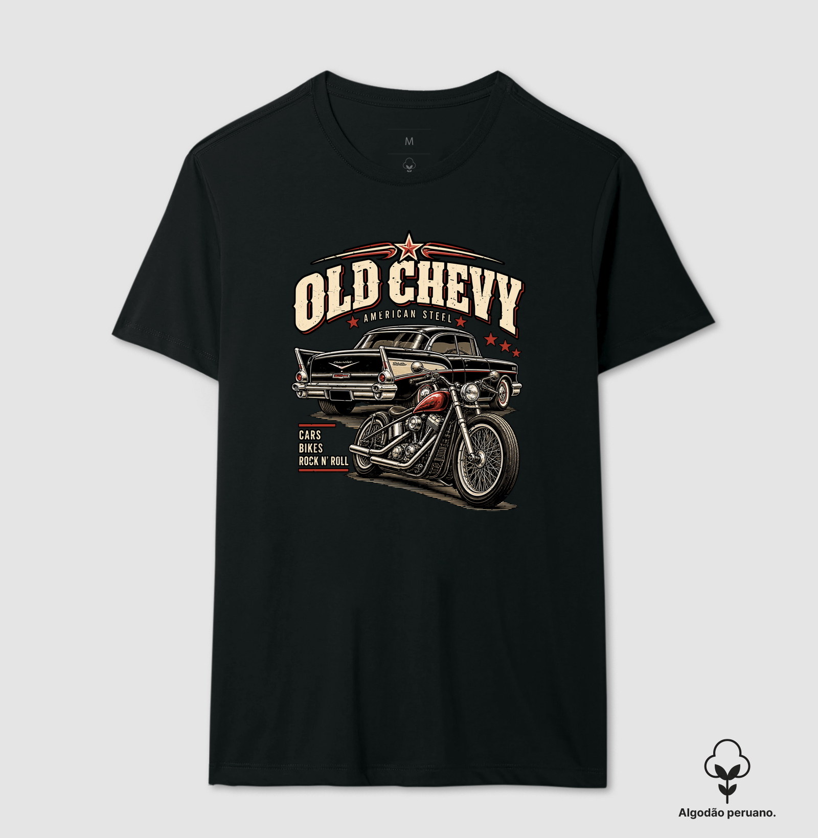 American Steel | Steel & Wheels - Old Chevy - Camiseta Algodão Peruano