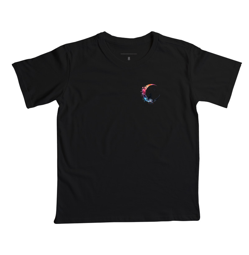 Infantil Gato na Lua Aquarela - Camiseta Infantil
