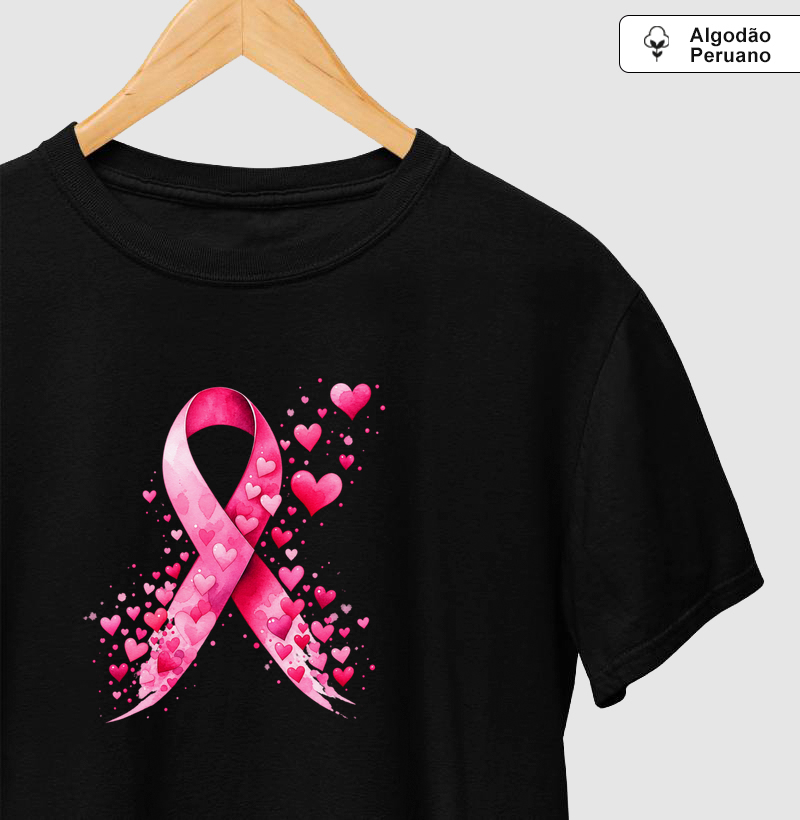 Outubro Rosa | Laço da Esperança - Camiseta Algodão Peruano