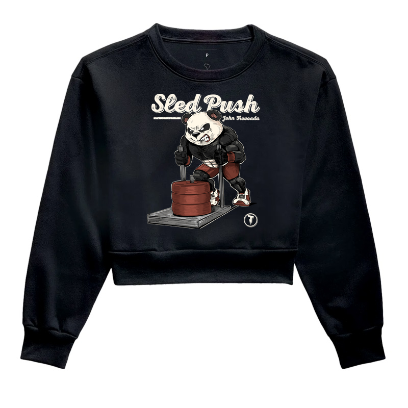 Panda Sled Push  - Cropped Moletom