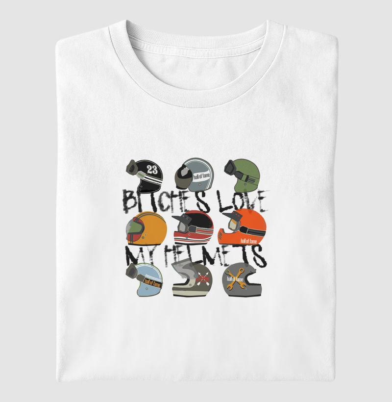 Camiseta estampada hall of fame capacetes