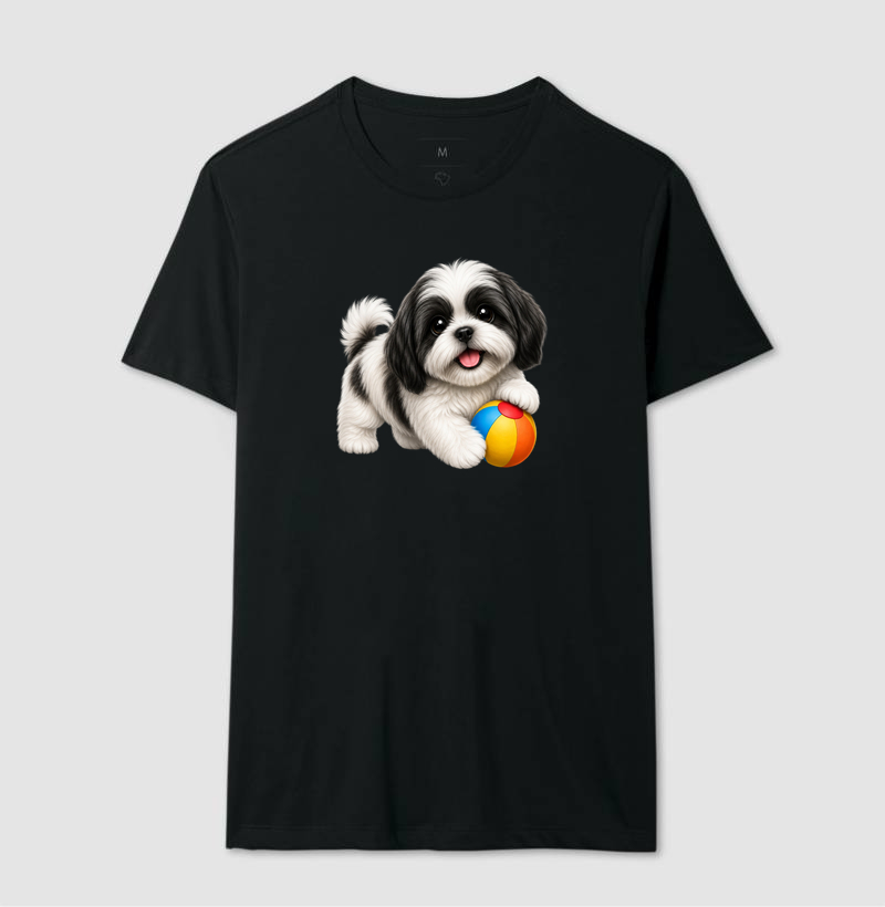 Lhasa Apso Preto - Desenho Animado - Camiseta