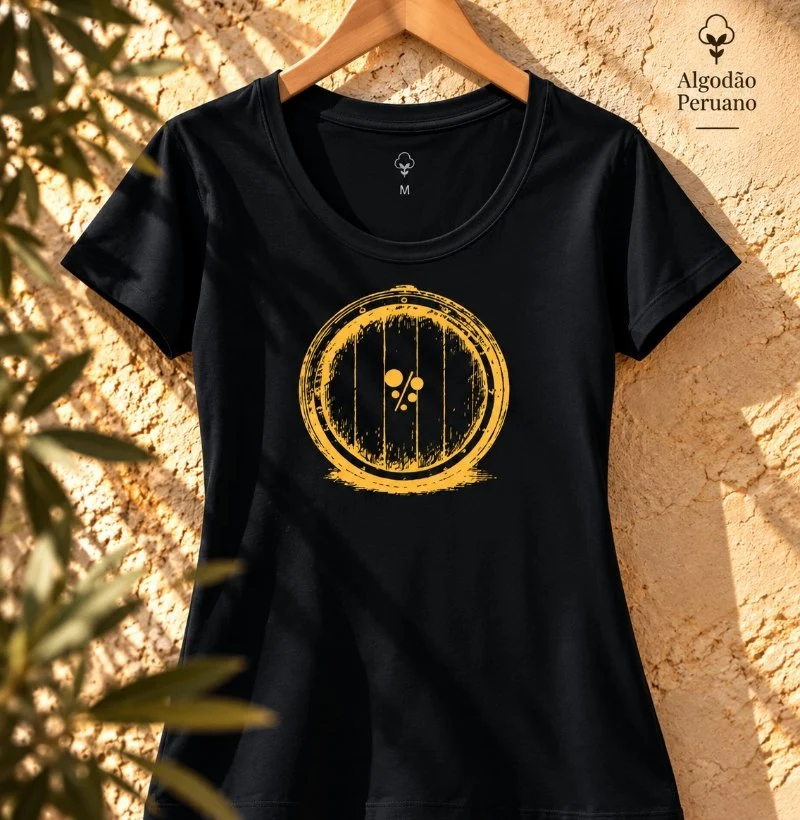 Camiseta Brasil de Vinhos - Barrica Amarela - Camiseta Algodão Peruano