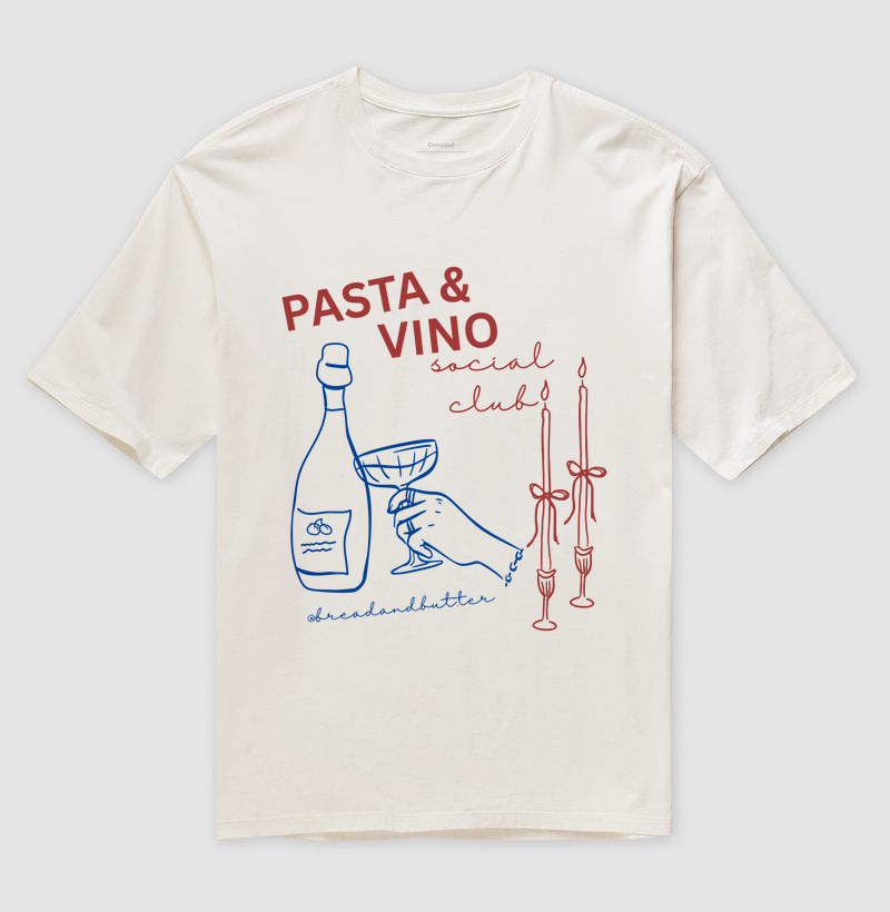 Camiseta Oversized Pasta & Vino 