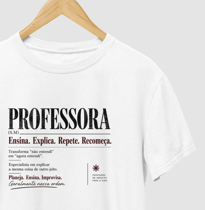 Camiseta Feminina Algodão Definição Professora Estampa Docente 