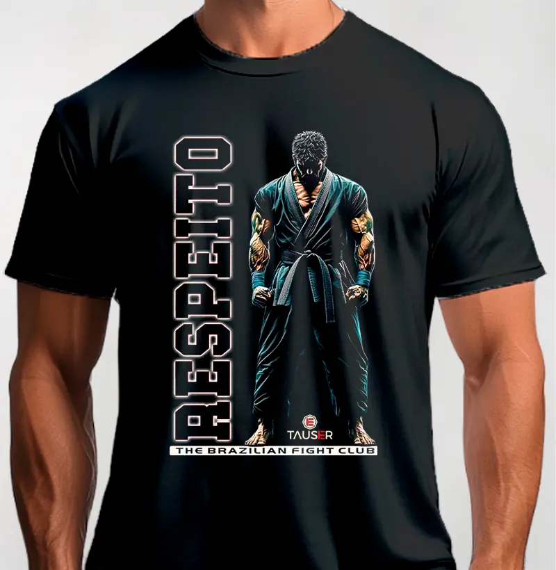 Camiseta malha 100% algodão, estampa jiu jitsu Respeito