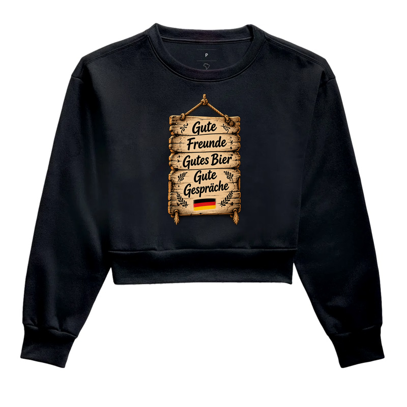 Gute Freunde, gutes Bier, gute Gespräche - Cropped Moletom