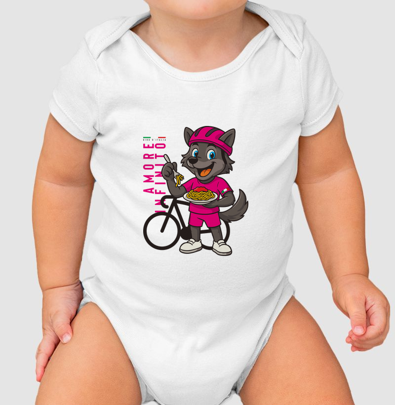 Mascote ciclista e macarrão