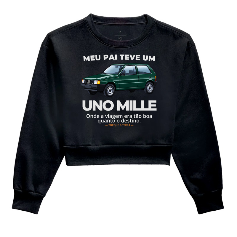 Meu pai teve um  - UNO MILLE - verde - Cropped Moletom
