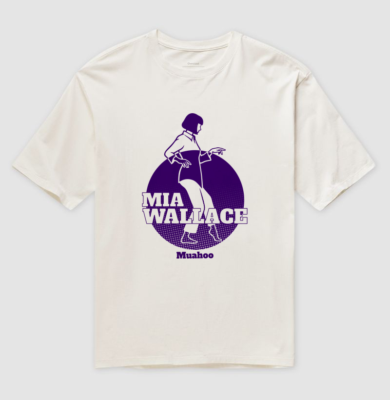 Camiseta Oversized Off White Pulp Fiction Mia Wallace Twist - Muahoo