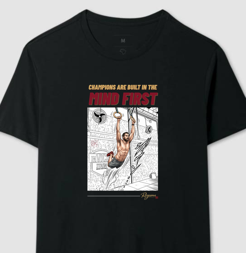 Camiseta Masculina e Feminina Crossfit "Champions are built in the MIND FIRST"- Algodão 100%