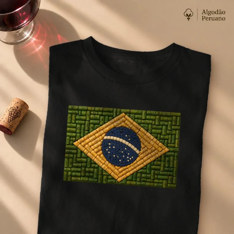 Camiseta Vinho - Brasil de Rolha - Camiseta Algodão Peruano