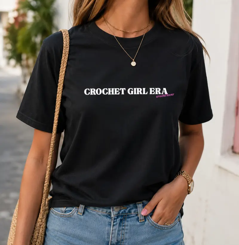 Camiseta Crochet Girl Era Aesthetic Frase