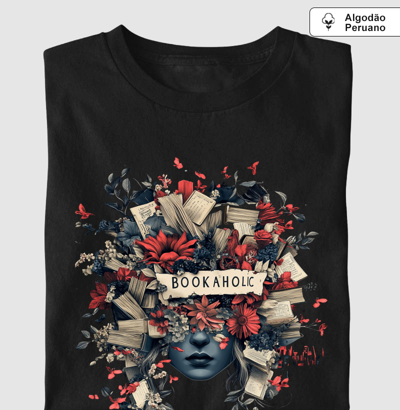 BOOKAHOLIC – CAMISETA MULHER FLORAL