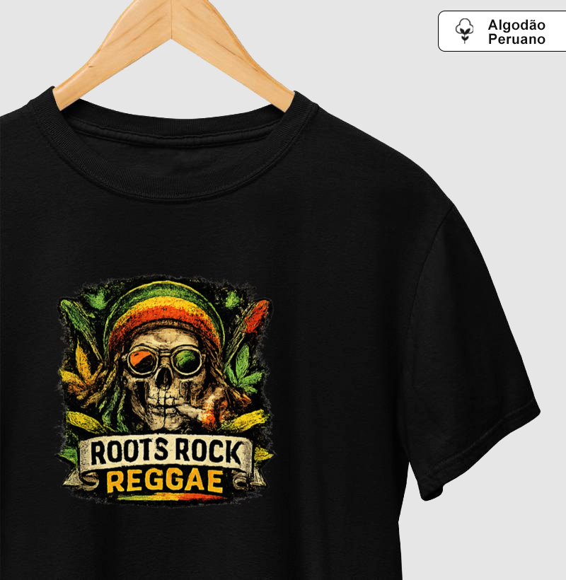 Camiseta Roots Rock Reggae.  Coleção Reggae Music. Masculina e Feminina.. Algodão Peruano.