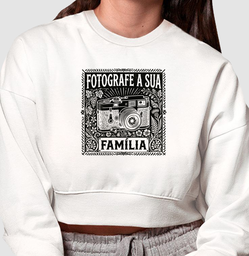 Cropped moletom Fotografe a sua família - Algodão Premium - ilustração preta