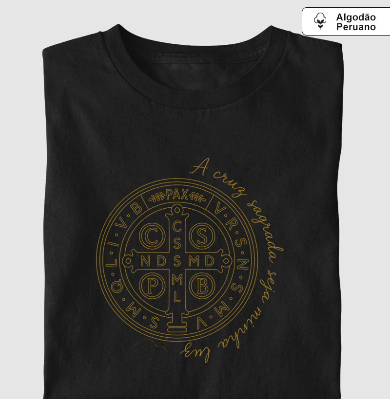 Camiseta Algodão Peruano Medalha de São Bento Bronze