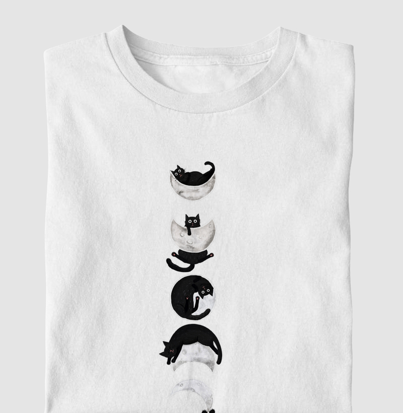 Gato Fases da Lua - Camiseta