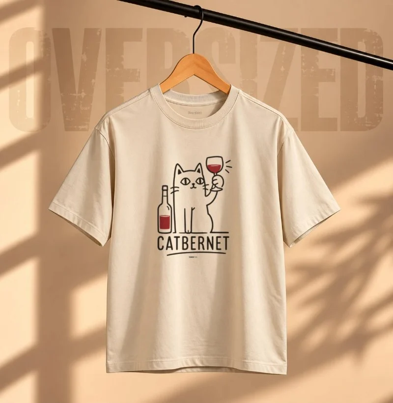 Camiseta Oversized Vinho - Catbernet - Camiseta Oversized