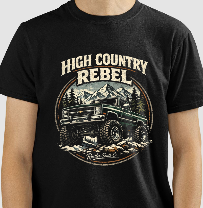 Camiseta High Country Rebel – Truck Off Road Vintage