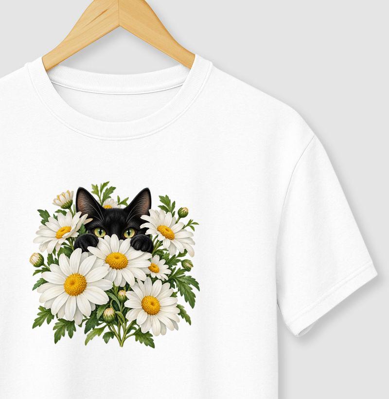 Gato Entre Margaridas - Camiseta
