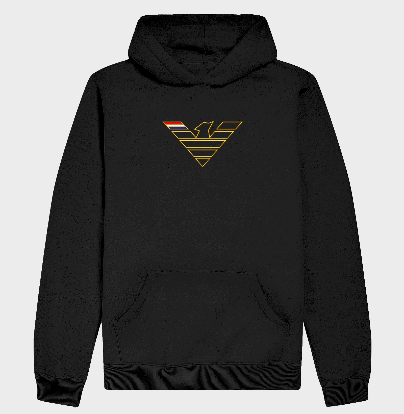 LAHU - O PODER DE QUEM TEM.  Estampa dourada, minimalista e imponente. Linhas limpas, traços precisos, brilho metálico que não grita - se faz sentir. - Hoodie Moletom