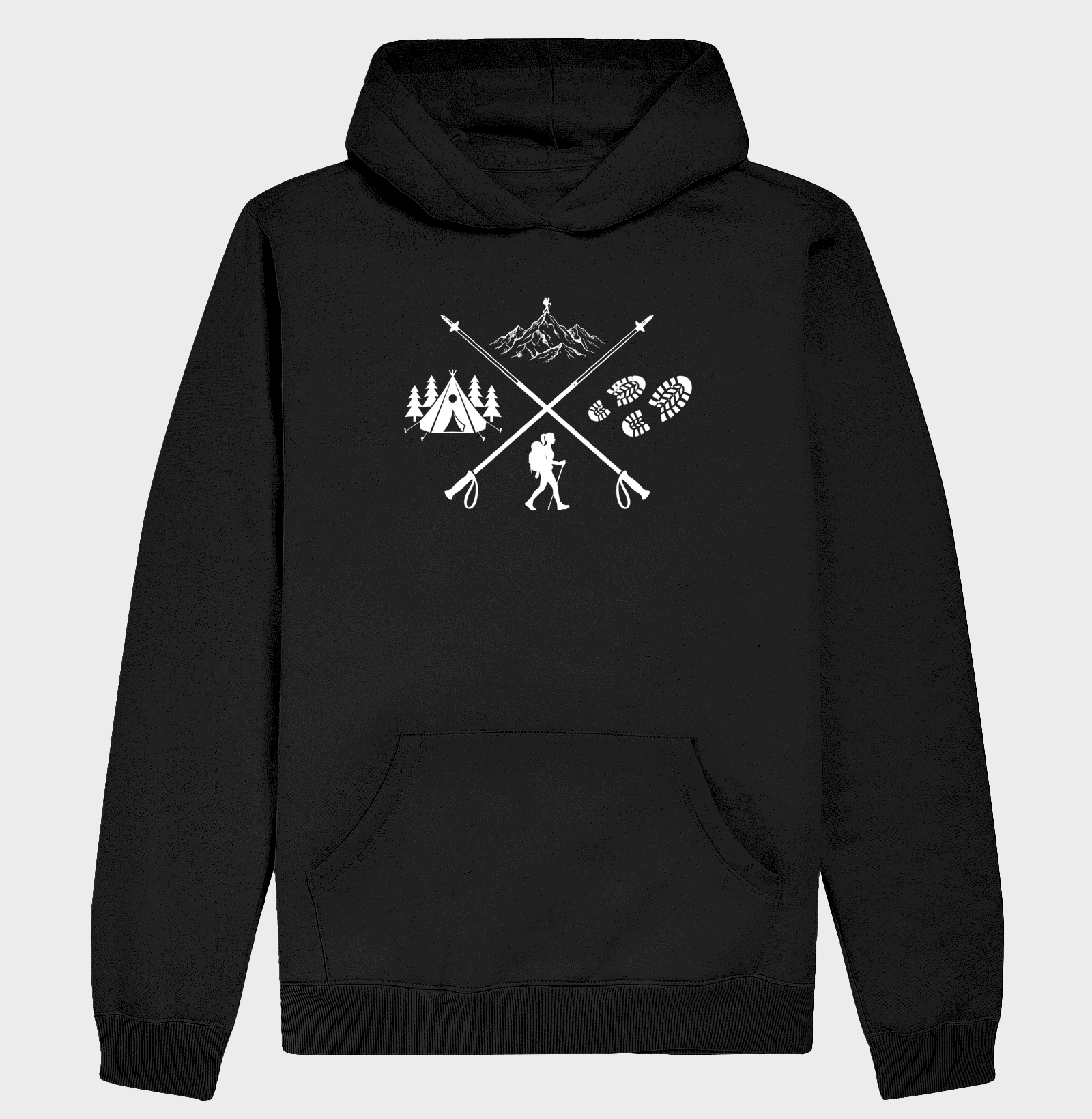Camiseta Trilheira Montanha Acampamento | Bastoes Cruzados Hiking Feminino | Colecao Viciados em Viagem