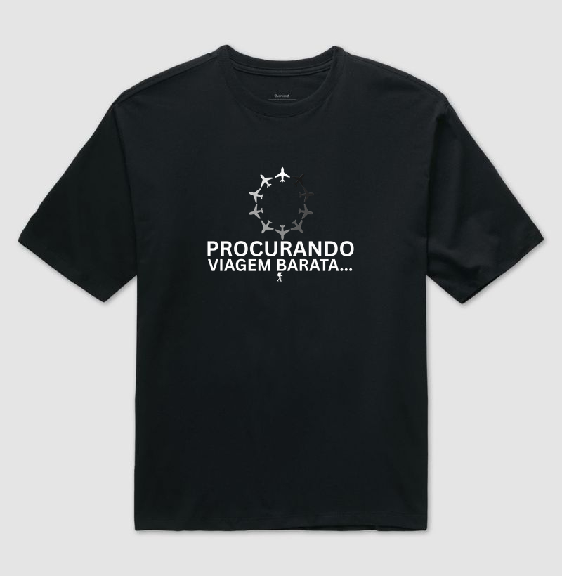 Camiseta Procurando Viagem Barata | Circulo de Avioes Minimalista | Colecao Viciados em Viagem | Excursionista
