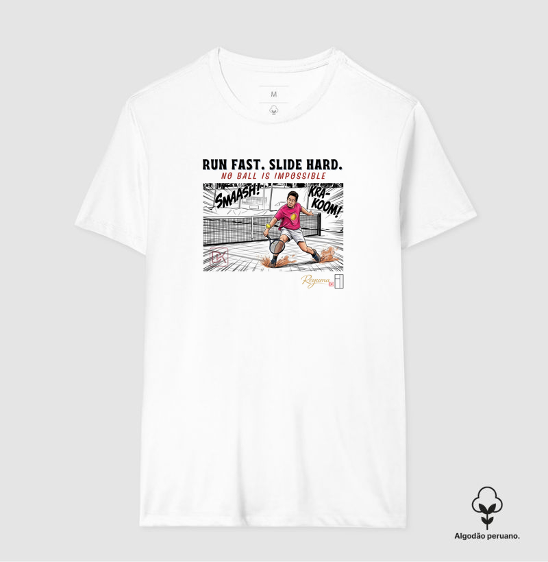 Camiseta Masculina, Feminina, Babylook e Unissex Tennis “No Ball is Impossible” Algodão Peruano 