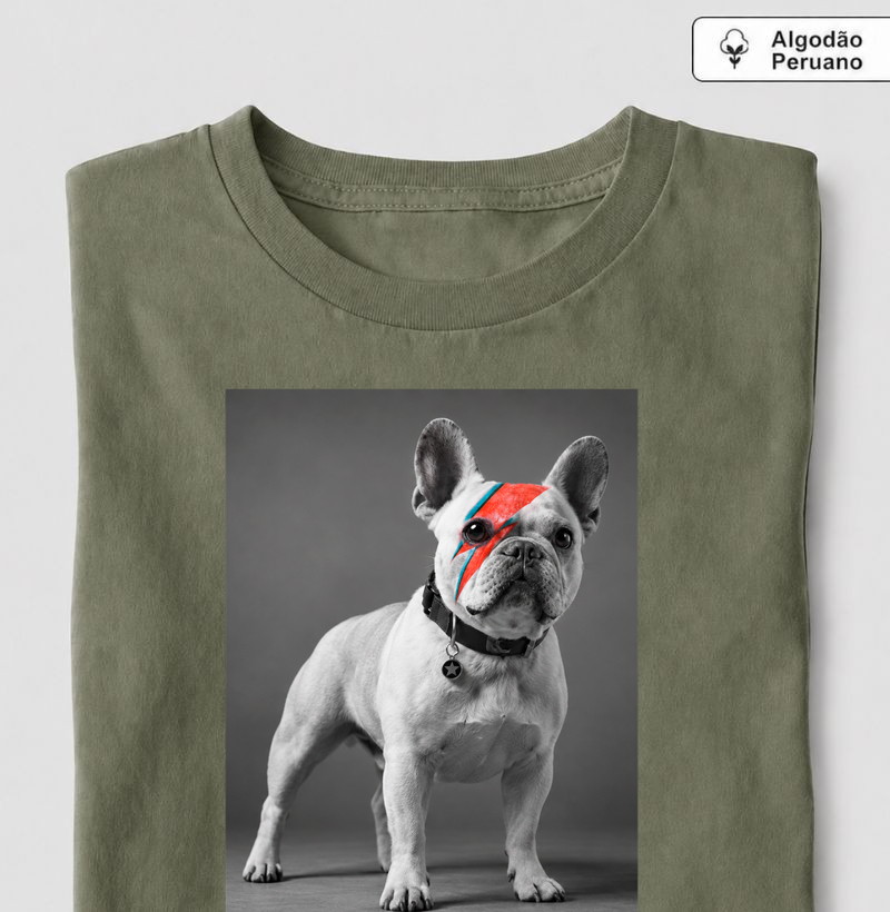 Glam Rock Frenchie ⚡ - Camiseta Algodão Peruano