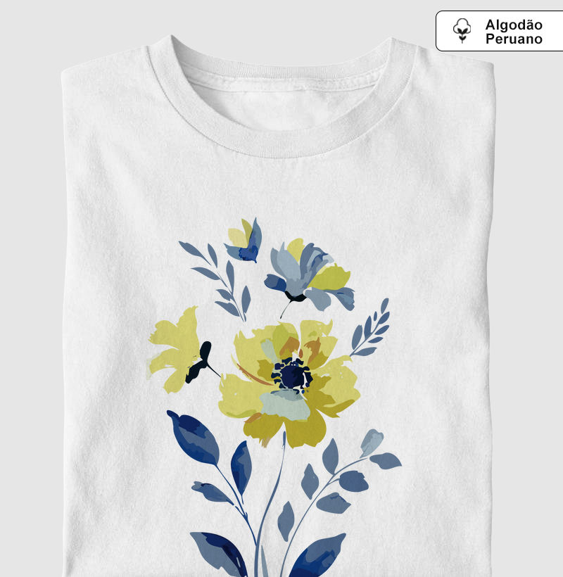 Flor Amarela 04 - Algodão Peruano