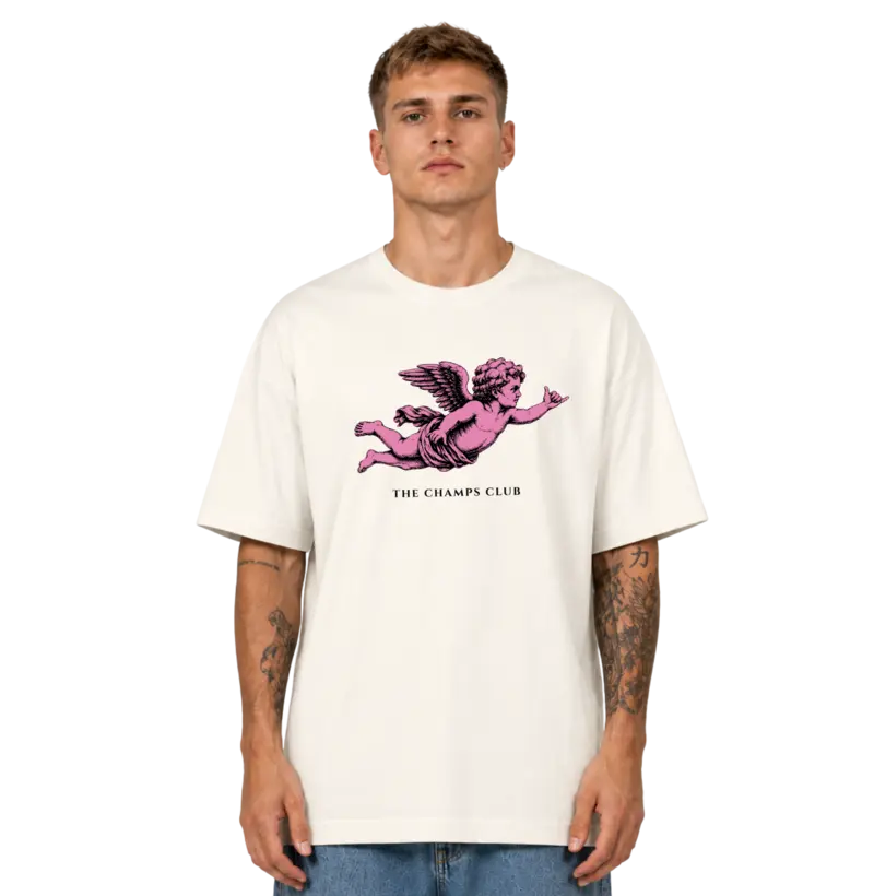 Camiseta Oversized Off-White Vintage Pink Angel