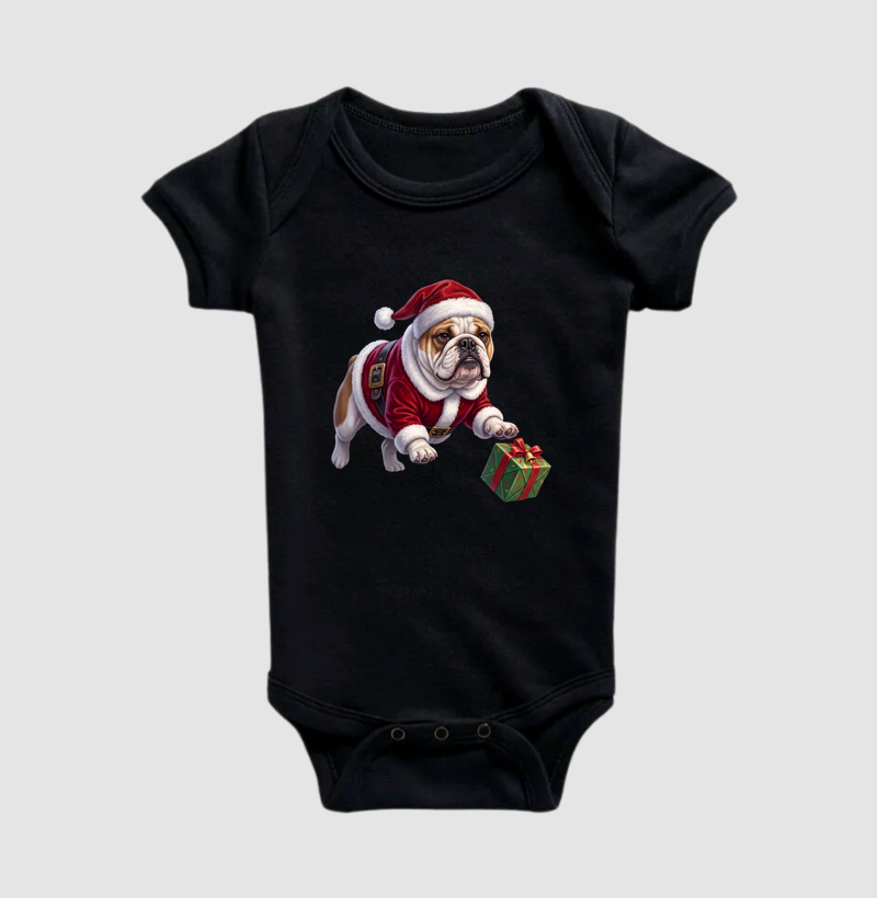 Bulldog (Buldogue) Inglês - Natal - Body Infantil