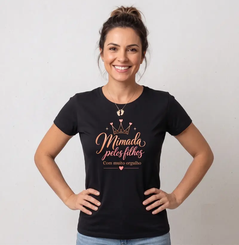 Mimada pelos Filhos - Camiseta Feminina Presente para Mãe