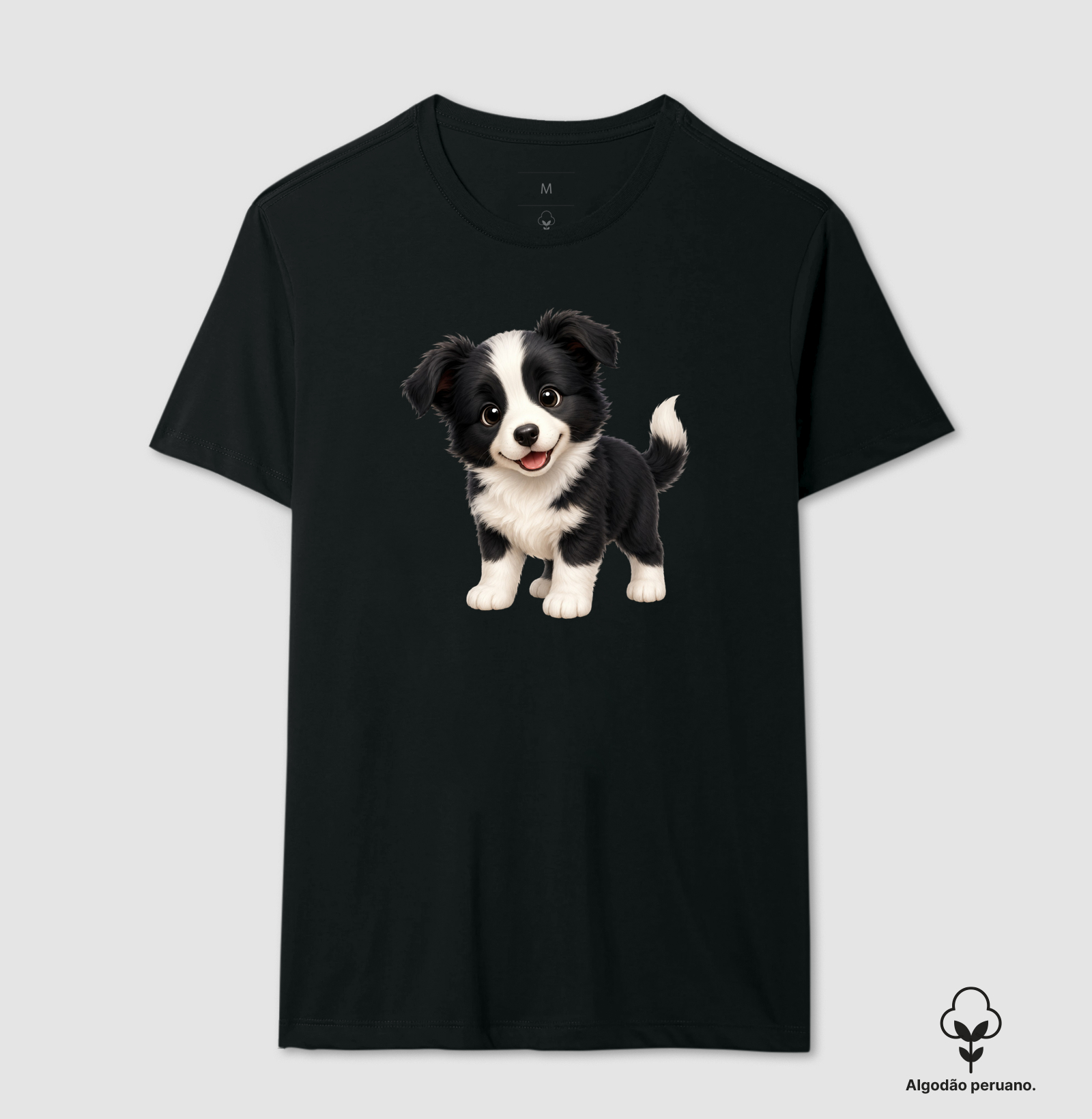 Border Collie - Desenho Animado - Camiseta Algodão Peruano