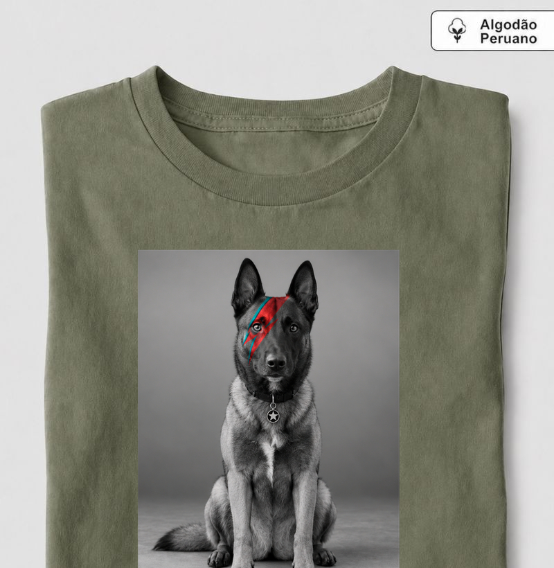 Glam Rock Malinois ⚡ - Camiseta Algodão Peruano