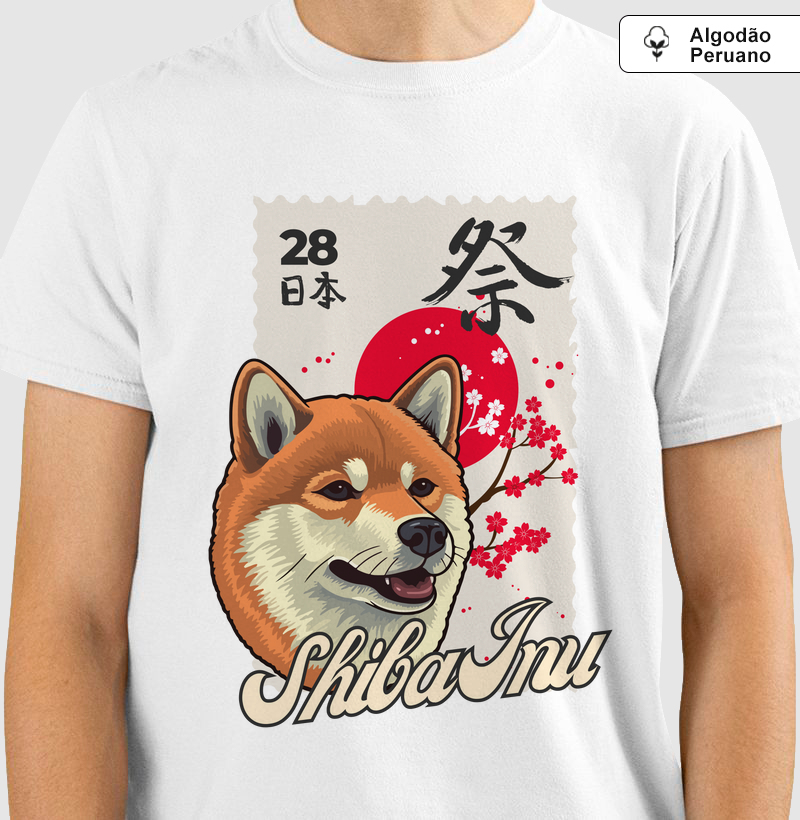 Camiseta Algodão Peruano Nihon Shiba Inu Dog Pulse