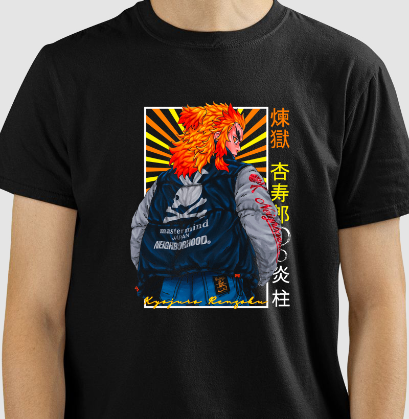 Camiseta Preta Kyojuro Rengoku – Edição Fire Street