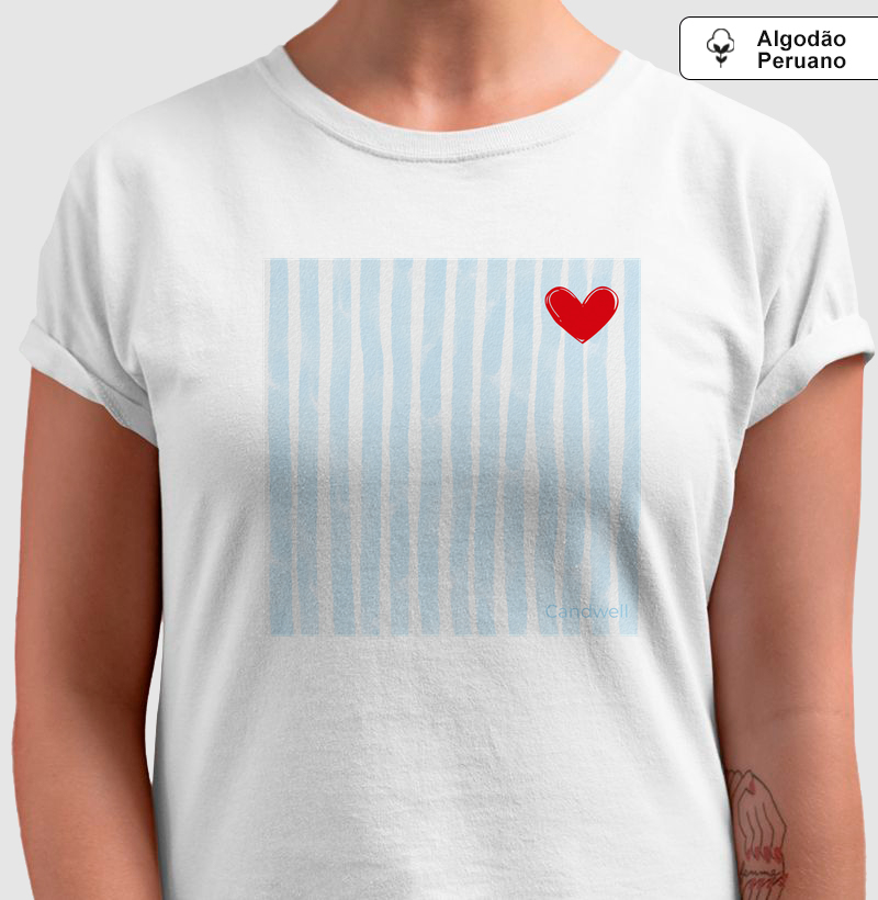 Camiseta Feminina Candwell Coração Oceano | Algodão Peruano