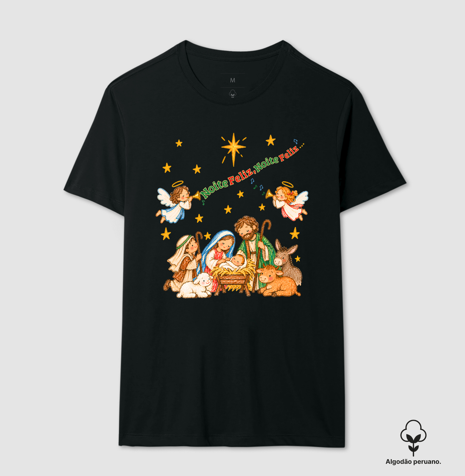 Noite Feliz. - Camiseta Algodão Peruano